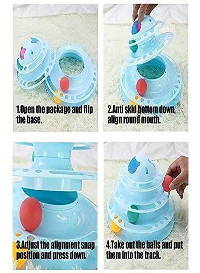 BohoBark Interactive 3-Layer Tower Track Roller with Colourful Balls Turntable Puzzle Toy for Mental and Physical Exercise Cats and Kittens (Blue) - Image 4